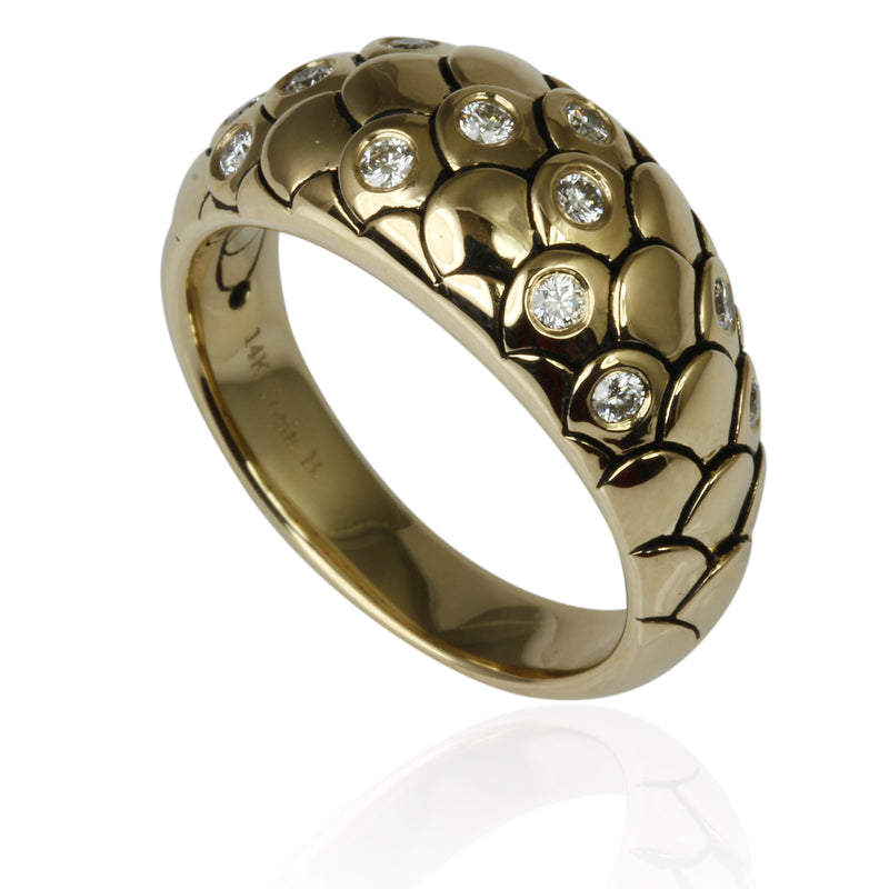 14k Gold & Diamond Snake Scales Ring