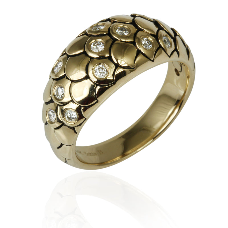 14k Gold & Diamond Snake Scales Ring