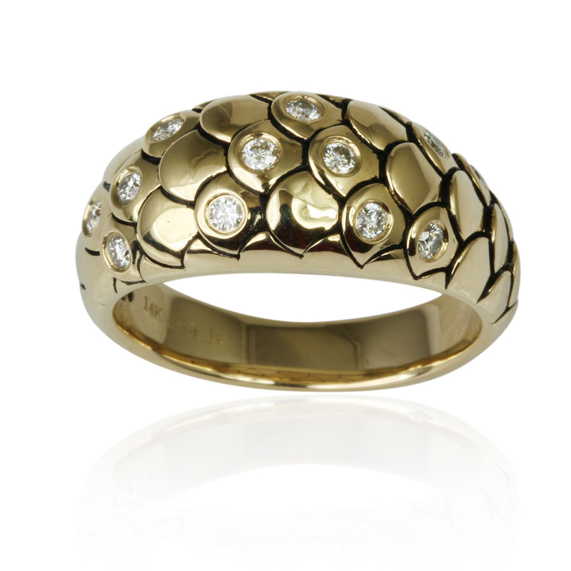 14k Gold & Diamond Snake Scales Ring