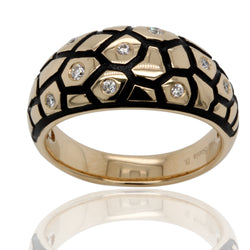 14k Gold Scales & Diamonds Snake Ring