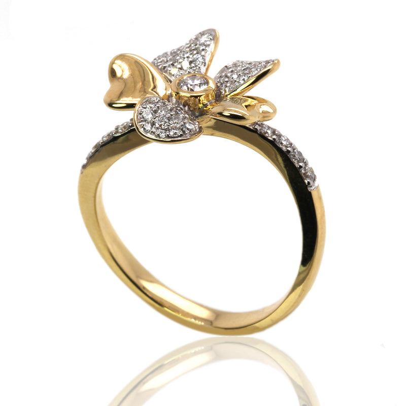 14k Gold & Diamond 5 Petal Ring