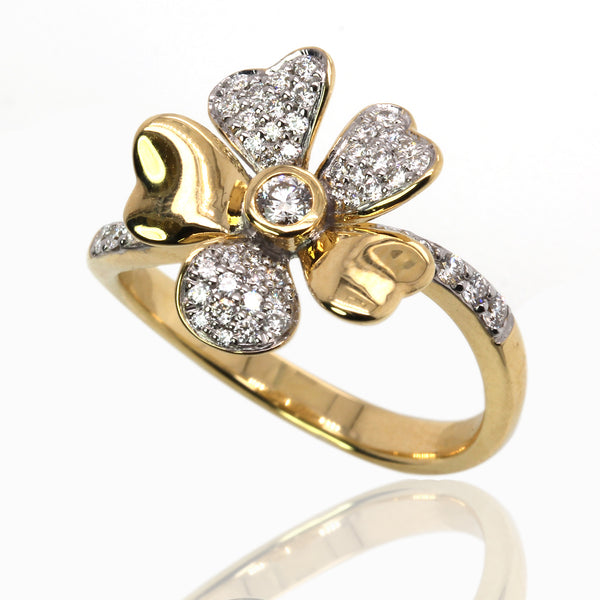 14k Gold & Diamond 5 Petal Ring