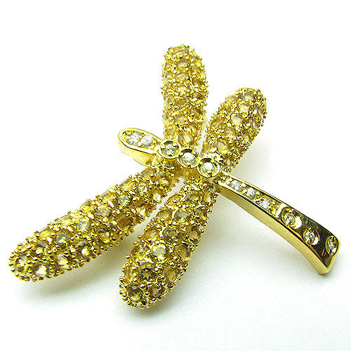 SS Citrine & White Zircon Dragonfly Brooch