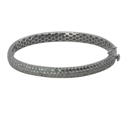 Gold Plated SS 8'' Pave Eternity Bangle Bracelet