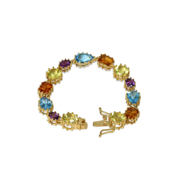 Yellow Gold Plated SS Multi-gemstone Bracelet