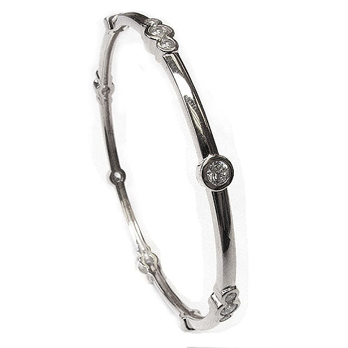 Plated SS Bezel Station Bangle Bracelet