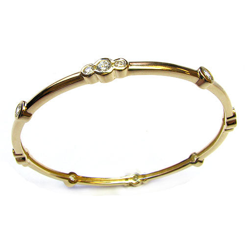 Plated SS Bezel Station Bangle Bracelet