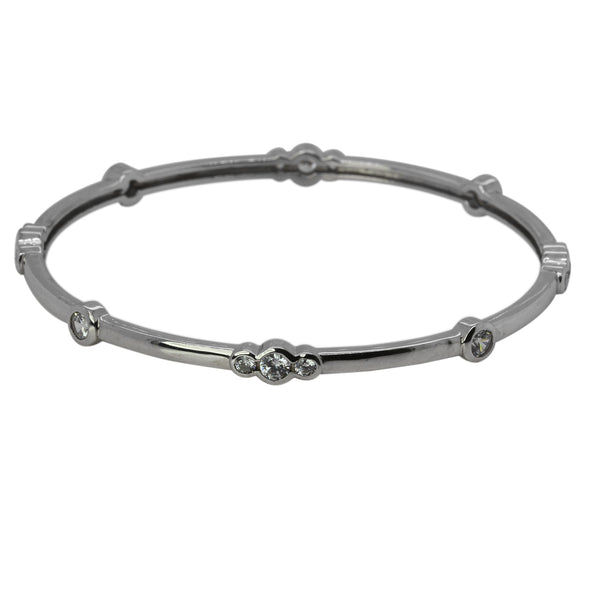 Plated SS Bezel Station Bangle Bracelet