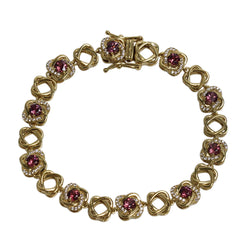 SS Rhodolite & White Zircon Bracelet