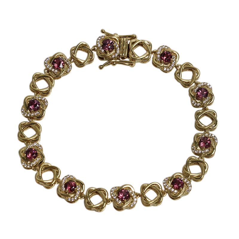 SS Rhodolite & White Zircon Bracelet