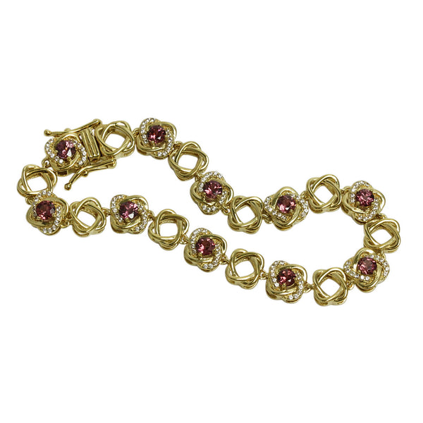 SS Rhodolite & White Zircon Bracelet