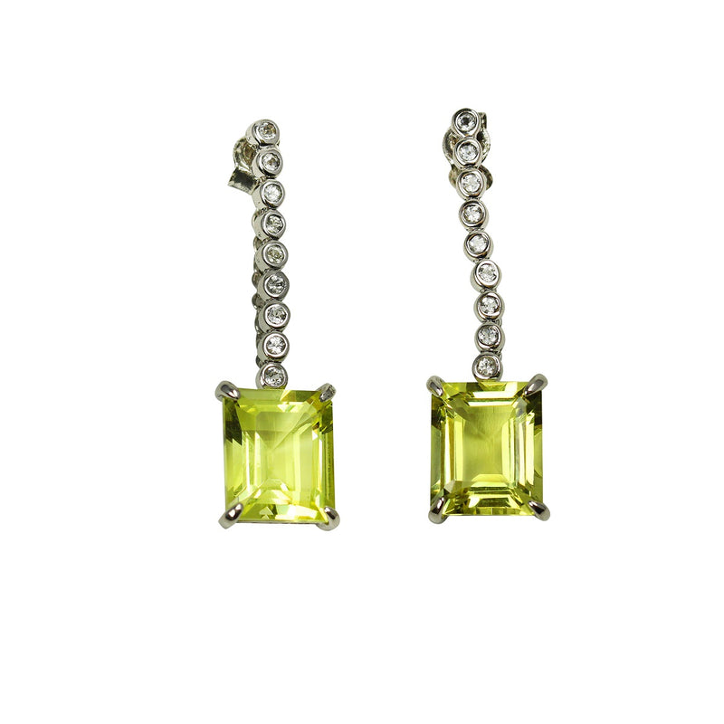 Platinum Plated Sterling Silver Lemon Quartz Earrings