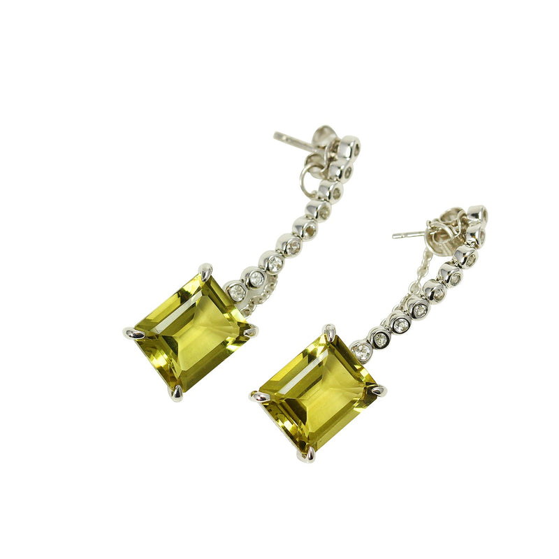 Platinum Plated Sterling Silver Lemon Quartz Earrings