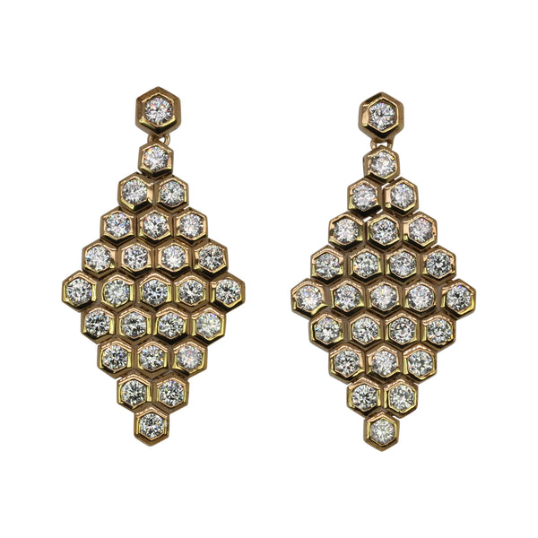 SS & CZ Honeycomb Drop Earrings