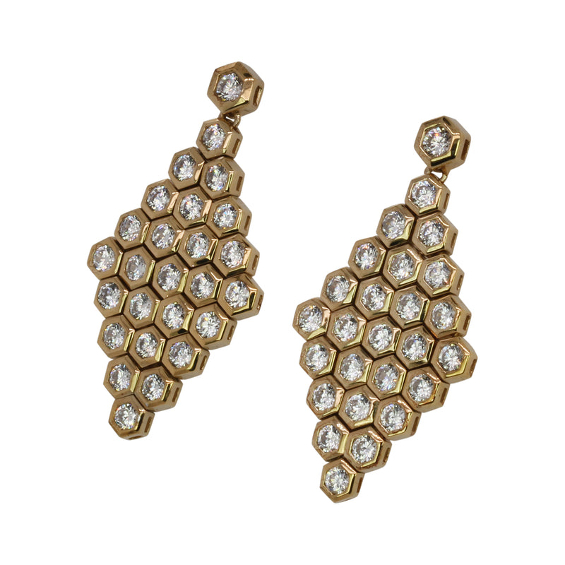 SS & CZ Honeycomb Drop Earrings