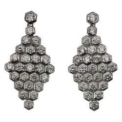 SS & CZ Honeycomb Drop Earrings