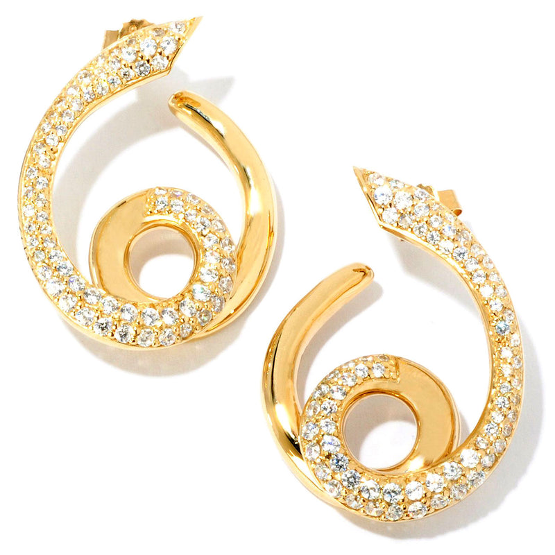 SS Cubic Zirconia Swirl Earrings