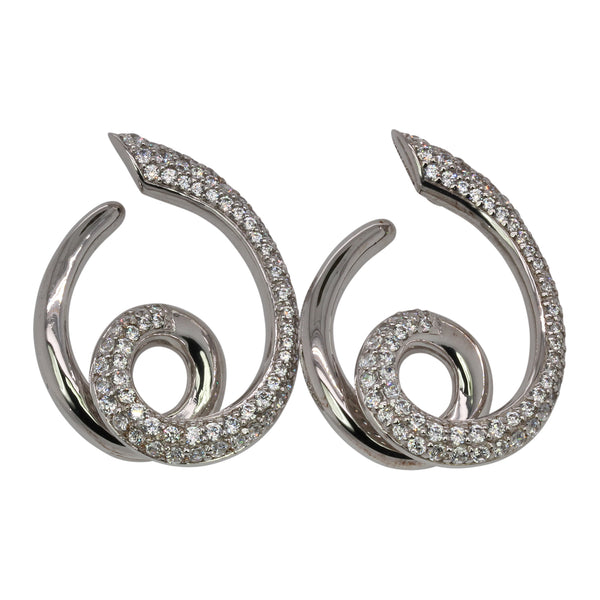 SS Cubic Zirconia Swirl Earrings