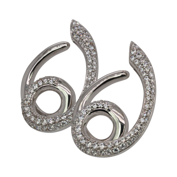 SS Cubic Zirconia Swirl Earrings