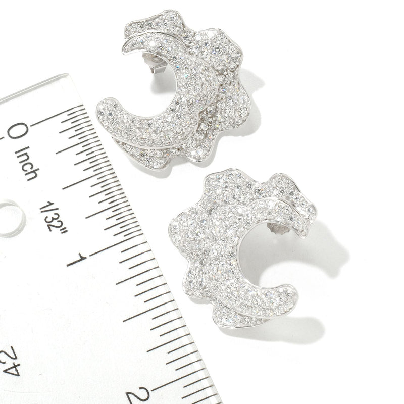 SS 1'' CZ Floral Ruffle Cuff Earrings