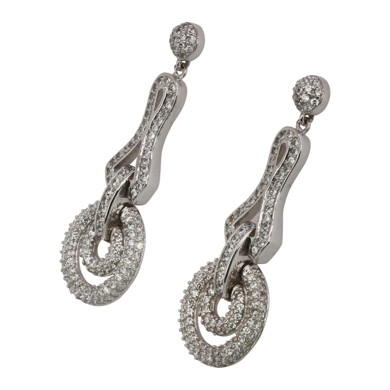 SS & CZ Dangling Drop Earrings