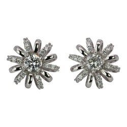 SS & CZ Flower Burst Earrings