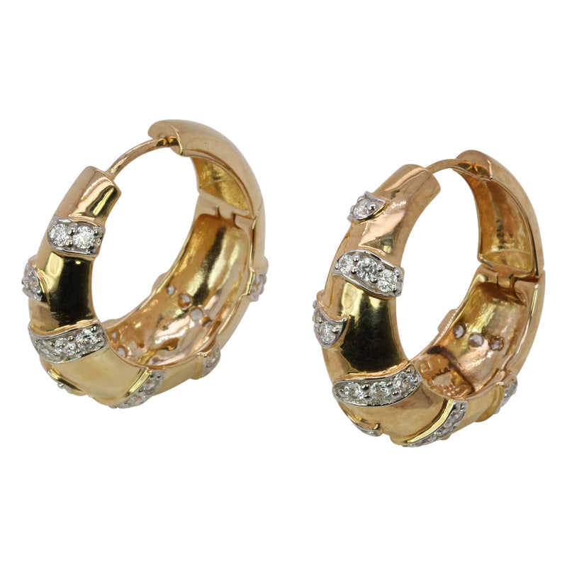 SS & CZ Two Tone Hoop Earrings