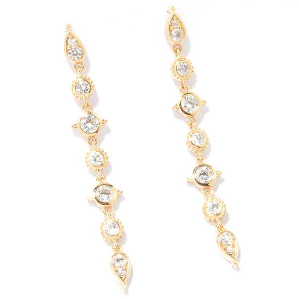 Gold Plated Sterling Silver & Cz Round & Teardrop Fancy Earrings