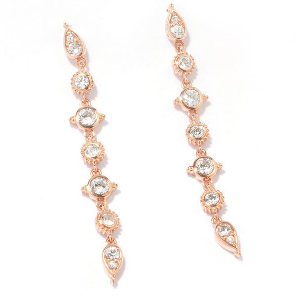 Gold Plated Sterling Silver & Cz Round & Teardrop Fancy Earrings