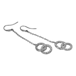 SS & CZ Infinity Dangle Chain Earrings