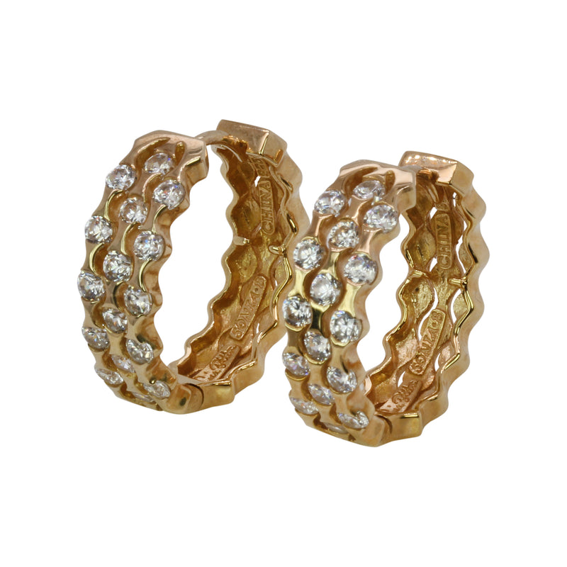 SS Tension Set Huggie Hoop Earrings