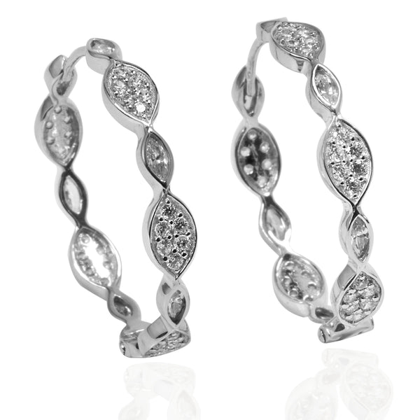 Plated SS & Cz Marquise & Pave Earrings