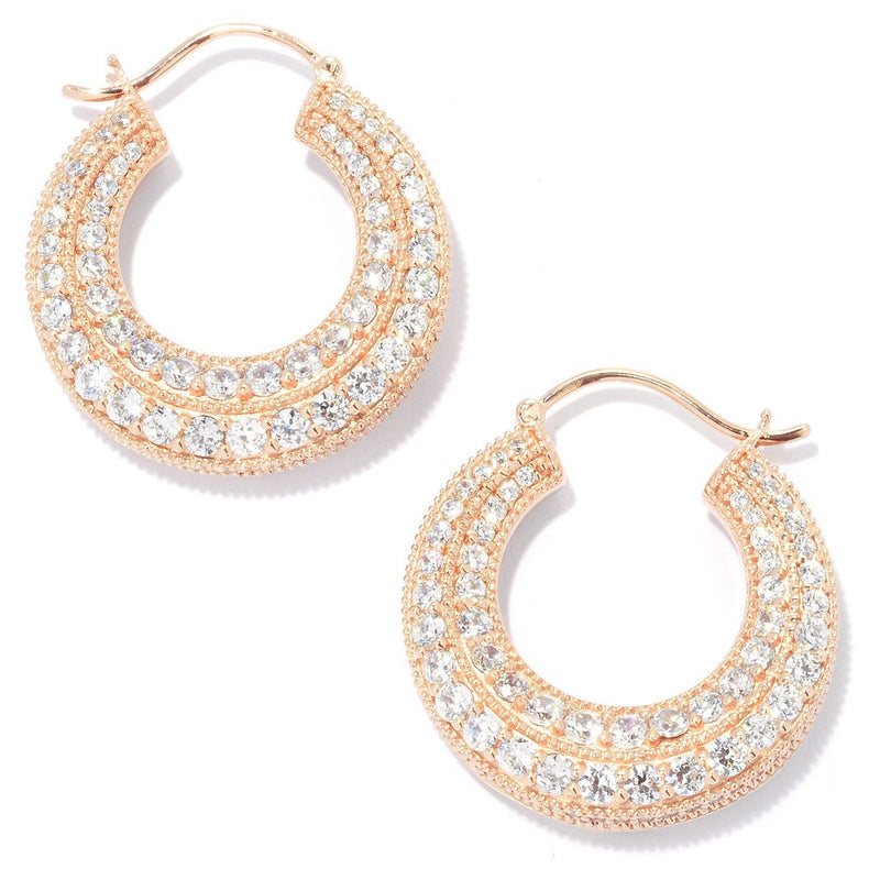 Plated SS Four Milgrain Hoop Earrings