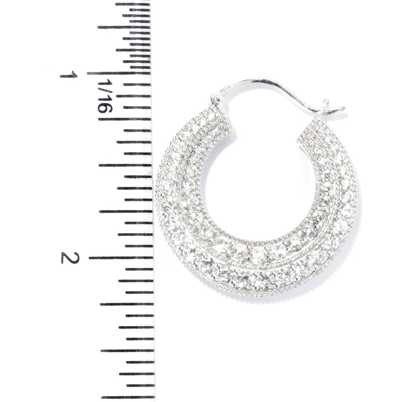 Plated SS Four Milgrain Hoop Earrings