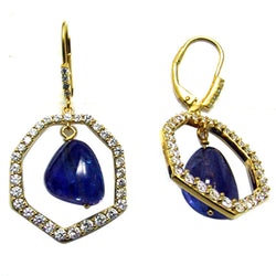 Plated SS Tanzanite Bead & Cz Earrings