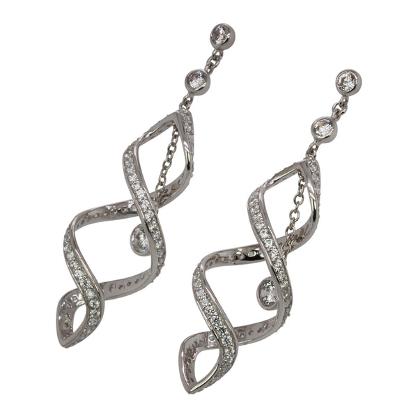 SS & CZ Double Twirl Earrings