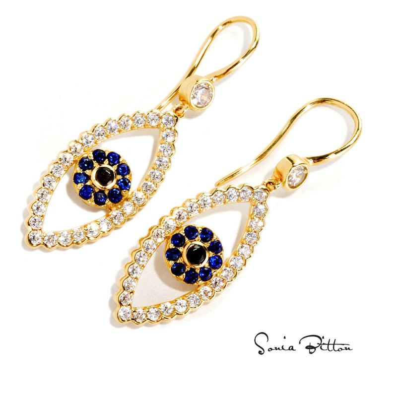 SS & CZ Evil Eye Earrings