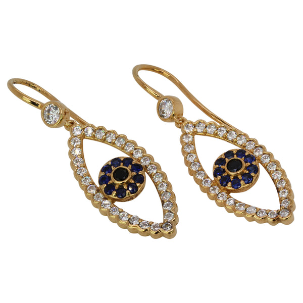 SS & CZ Evil Eye Earrings