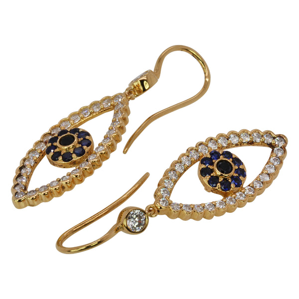 SS & CZ Evil Eye Earrings