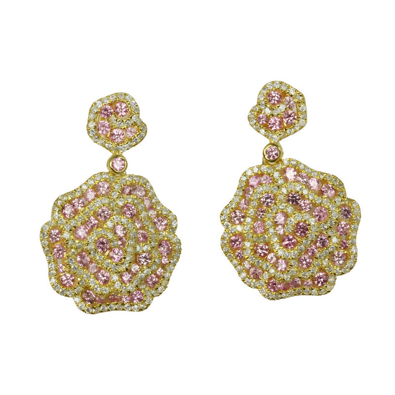 SS Pink Sapphire & White Zircon Earrings