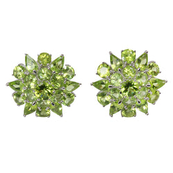 SS & Peridot Cluster Stud Earrings