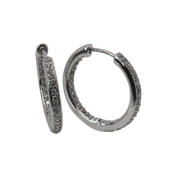 SS White Zircon Inside Out Hoop Earrings