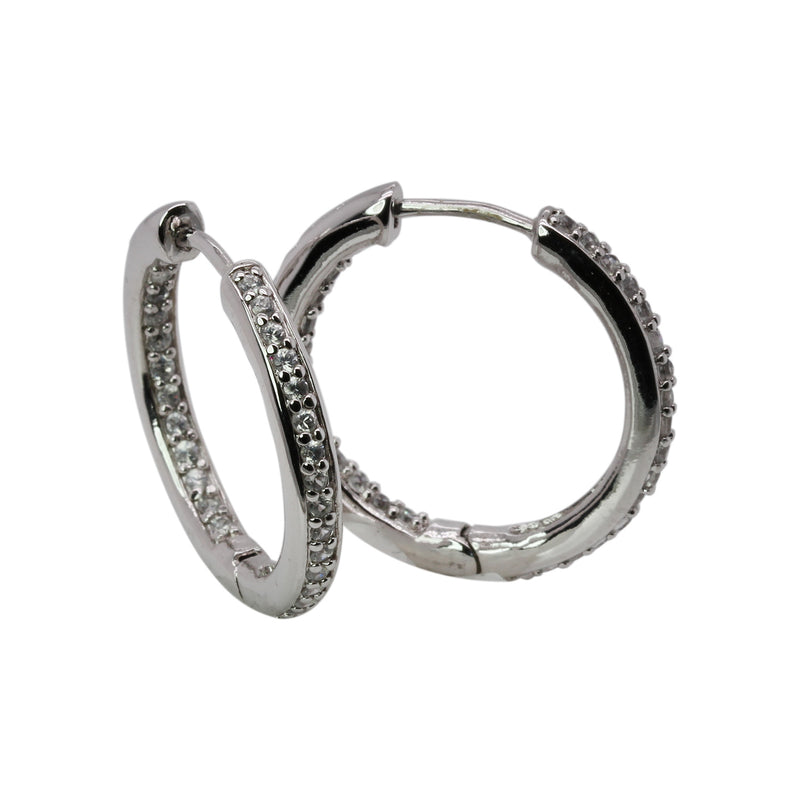 SS White Zircon Inside Out Hoop Earrings