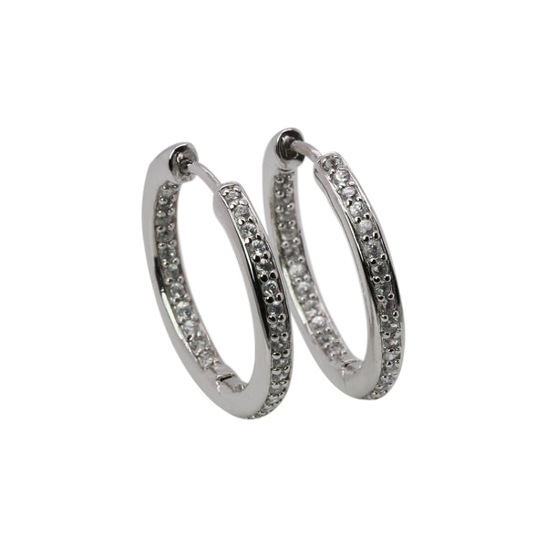 SS White Zircon Inside Out Hoop Earrings