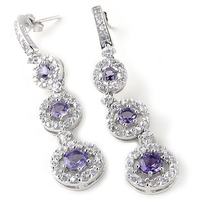 Plated SS Amethyst & White Zircon Earrings