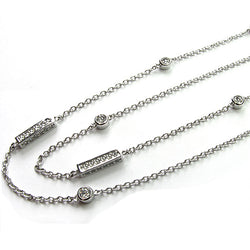 SS & CZ 36" Station Necklace