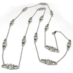 SS & CZ Infinity Scroll Station Necklace