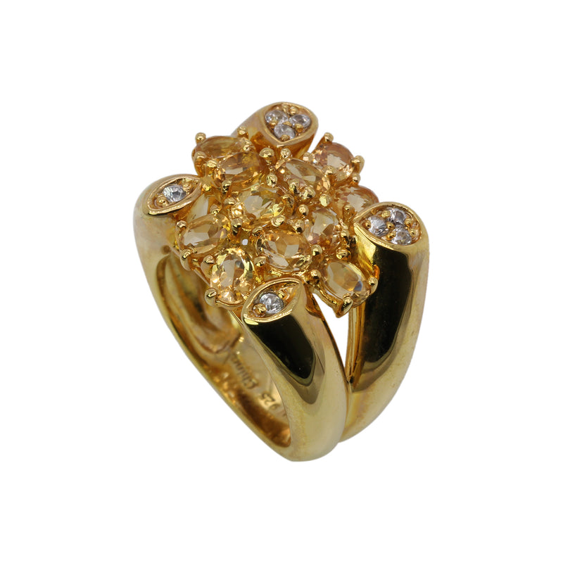 SS Citrine & White Zircon Ring