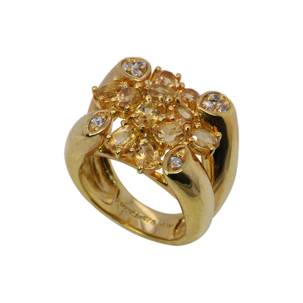 SS Citrine & White Zircon Ring