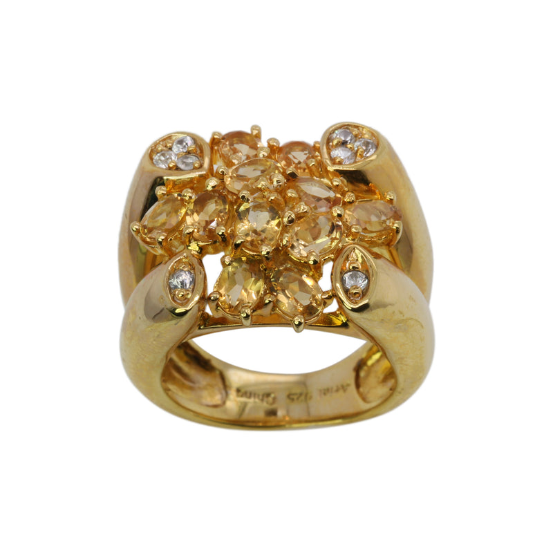 SS Citrine & White Zircon Ring